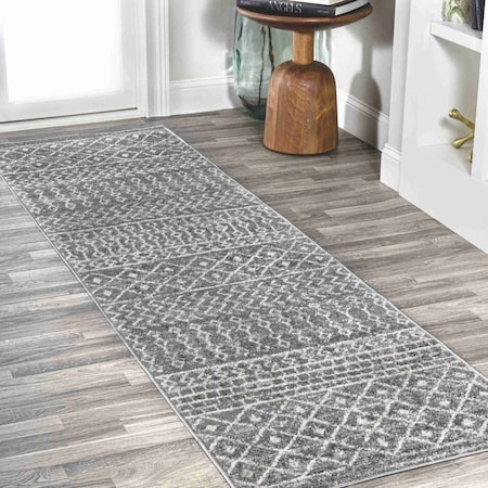 Jonathan Y Arta Moroccan Vintage Geometric Gray/Cream 2 ft. x 8 ft. Runner Rug MOH106B-28