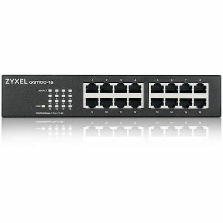 Zyxel Communications - 16-PORT 10/100/1000 GIGABIT SWITCH DESKTOP W/RACKMOUNTS GS1100-16