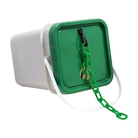 Mr. Chain 2" x 160' Green Plastic Safety Chain - Pail 50004-P