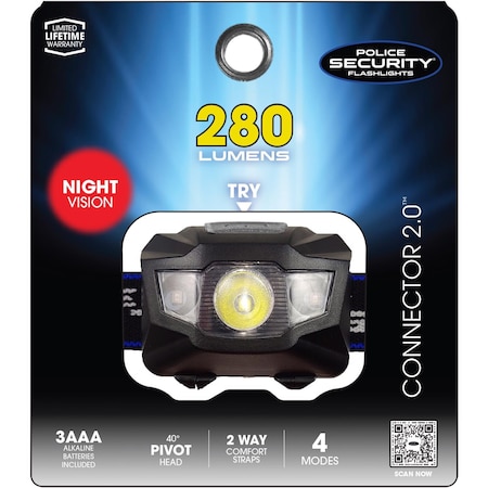 Police Security Connector 2.0 280 lm Black LED Head Lamp AAA Battery 98969