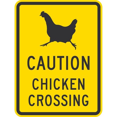 Lyle Caution, Chicken Crossing, 18x24, High Intensity Prismatic, Yellow G-10579-HI_18x24
