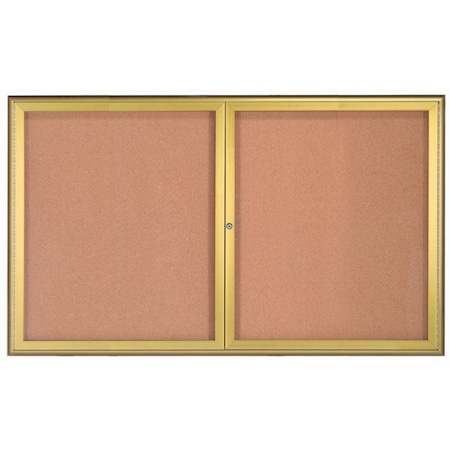 Aarco Enclosed Bulletin Board w/ Al Waterfall Style Frame, Gold, 36''Hx60''W WFC3660G