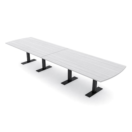 Skutchi Designs 14ft Arc Rectangle Conference Table With Power | Harmony Series | 14 Person Meeting Room Table HAR-AREC-48X168-T.BK-WA7976-NA