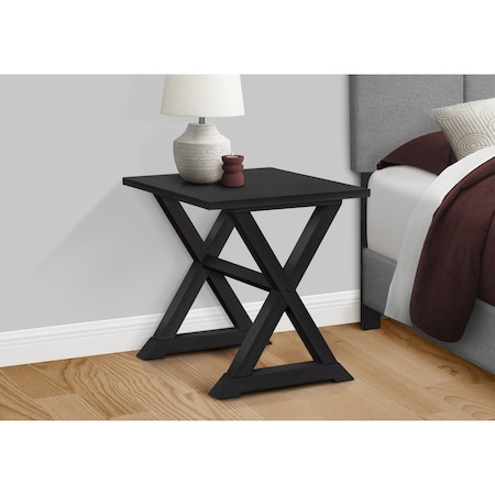 Monarch Specialties Accent Table, End, Side Table, Square, Nightstand, Bedroom, Lamp, Black Veneer, Transitional I 3987