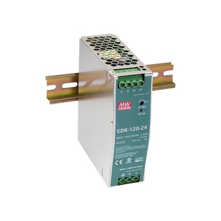 Meanwell Mean Well - AC-DC Industrial DIN rail power supply; Output 24V at 5A; metal case EDR-120-24