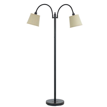 Homeroots 65" Bronze Two Light Traditional Shaped Floor Lamp With Tan Square Shade 526259