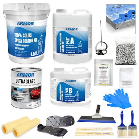 Armorpoxy 17 Pc Epoxy Floor Kit 2-Layer - 300 Sq Ft  - Racing Blue TP-KIT-RACEBLUE-S