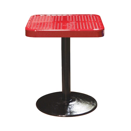 Leisure Craft 24" Square Perforated Pedestal Table, Portable, 30"H, Red SQ24TAB30-RED