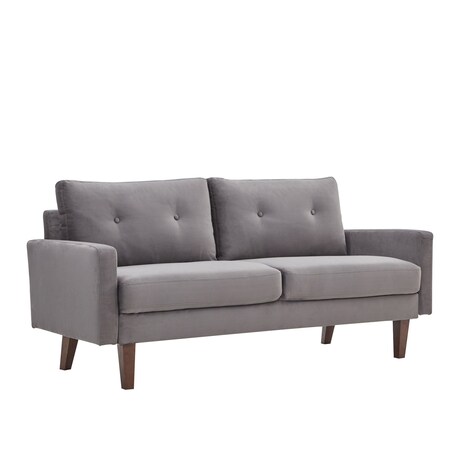 Homeroots Gray Velvet Modern Tufted Modular Sofa 473441