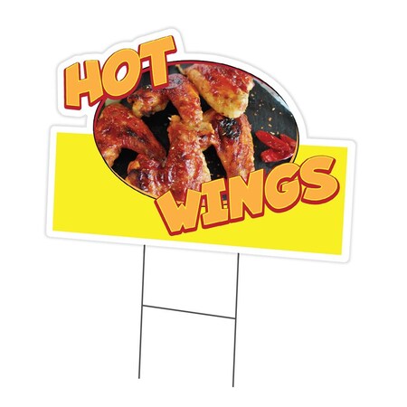 Signmission Hot Wings Die Cut Yard Sign & Stake outdoor plastic coroplast window, C-DC-1216-DS-Hot Wings19 C-DC-1216-DS-Hot Wings19