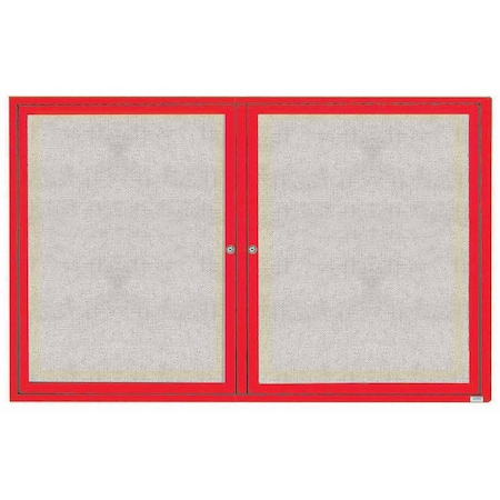 Aarco Outdoor Illuminated Enclosed Bulletin Board w/ Al Frame, Powder Coated Red, 48''Hx72''W ODCC4872RIR