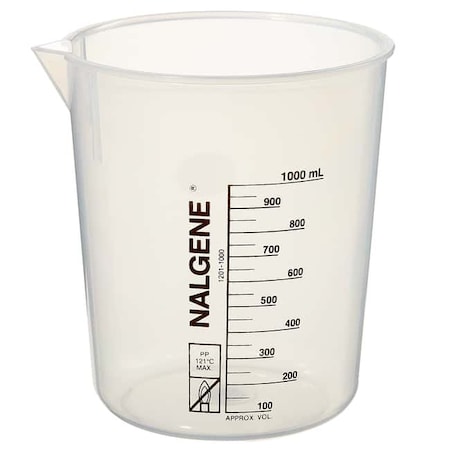 Nalgene Beaker, Plastic, Colorless, PK12 1201-1000