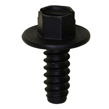 Auveco Slotted Hex Washer Head License Plate Screw #14 x 5/8in Black, 50PK 16421