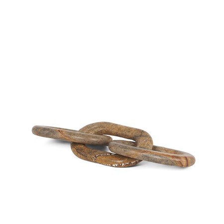 Homeroots 14" Brown Marble Geometric Links Tabletop Sculpture 608740