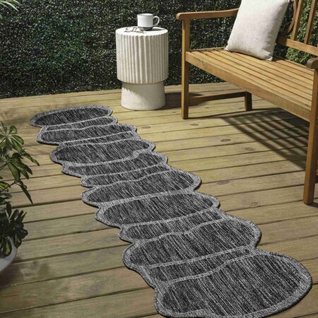 Jonathan Y Jasper Modern Rustic Abstract Dark Gray/Gray 2 ft. x 8 ft. Indoor/Outdoor Shaped Runner Rug SHP101A-28