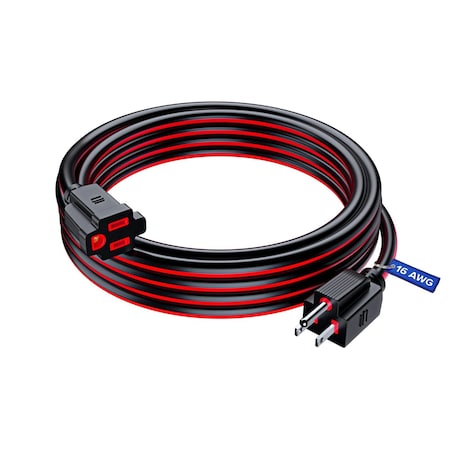 Maximm 15ft 16AWG SJTW Extension Cord, Black/Red C-bk-rd-P-bk-I-rd-15ft