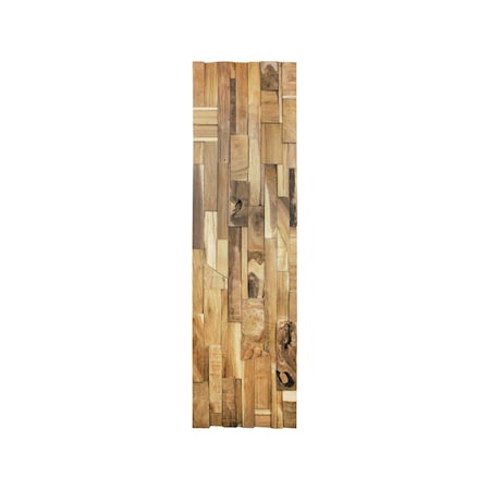 Homeroots Brown 3D Embossed Abstract Teak Reclaimed Wood Decorative Wall Panels 617479