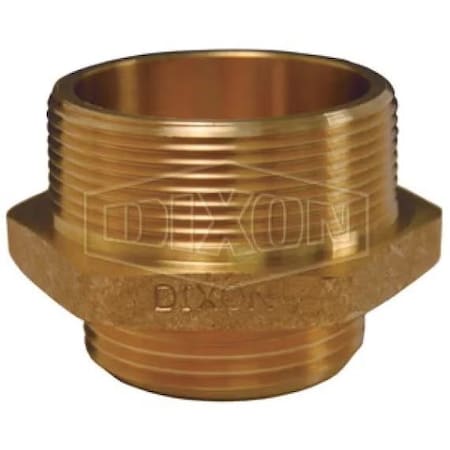 Dixon Double Reducing Hex Nipple, 1-1/2 x 1 in, Brass, MNPT x MNPSH, Domestic DMH1510