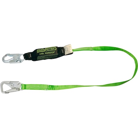 Miller Tie-Back Single Leg Web Lanyard w/SofStop Energy Absorber, Miller 5K Snap Hook and Locking Snap Hook 913B/6FTGN