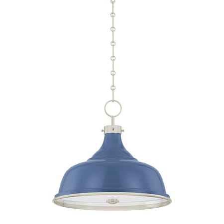 Hudson Valley Lighting Painted No. 1 3 Light Pendant in Polished Nickel/Soft French Blue by Mark D. Sikes MDS300-PN/FBL