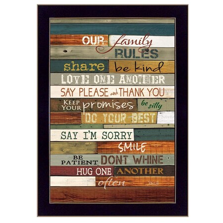 Homeroots Our Family Rules 1 Black Framed Print Wall Art 415472
