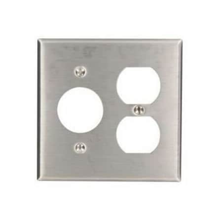 Leviton Combination Wallplate, Standard Size, Gang 2, Stainless Steel 84046-40