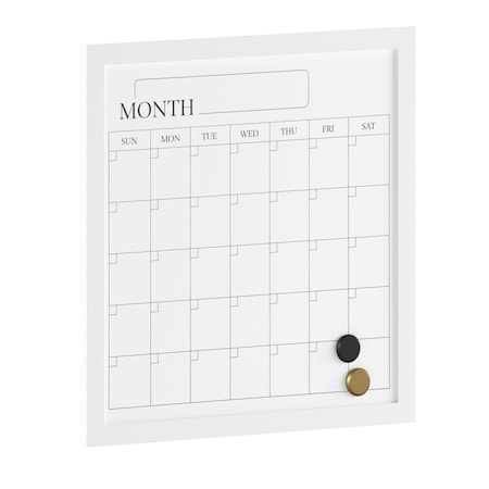 Martha Stewart Everette 18in. x 18in. Magnetic Calendar Dry Erase Board w/Wht Frame, w/Dry Erase Mrkr and 2 Mgnts BR-PM-MWP-4545-WT-MS