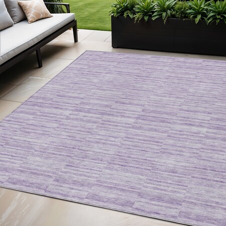 Homeroots 5' X 8' Plum And Purple Striped Washable Indoor Outdoor Area Rug 587951