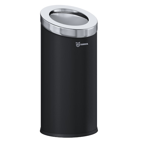 Hls Commercial 15 gal Round Trash Can, Silver, Open Top, Stainless Steel, 14.9 in HLSC04G15B