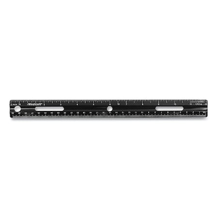 Westcott KleenEarth Recycled Ruler, Standard/Metric, 12in Long, Plastic, Black 41015