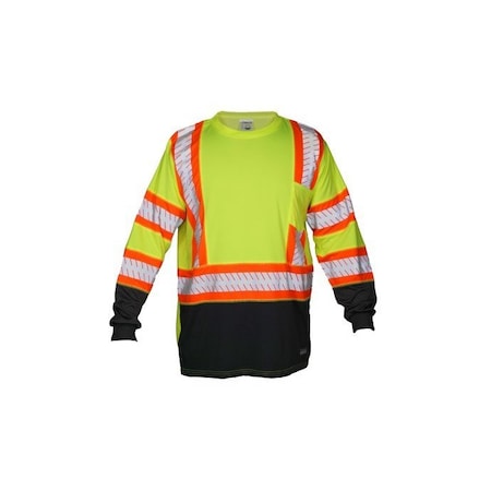 Kishigo T-Shirt, 3, R, 12% Spandex, 88% Polyester, Black/Lime, XL 9181-XL