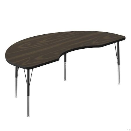 Correll Kidney HPL Activity Table, 72 in W, 36 in L, 19 in to 29 in H, Particleboard, Walnut A3672-KID-01