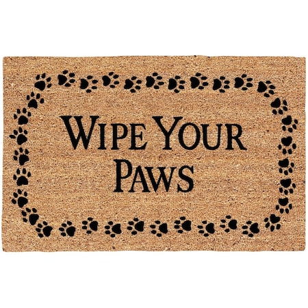 Americo Home Wipe Your Paws 18'' x 30'' Coir/Vinyl Door Mat 77FLWYP830