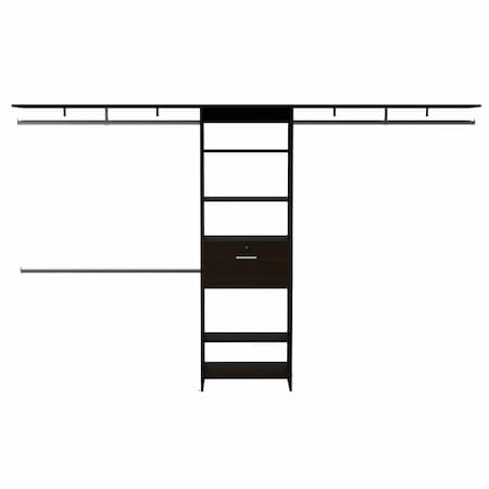 Homeroots 118" Black Manufactured Wood Closet System 535182