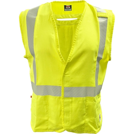 Reflective Apparel ANSI Type R Class 2 Dual-Certified AR/FR Solid Vest with "D" Ring Access, 9.1 cal/cm2 509FRGS-LM-SM