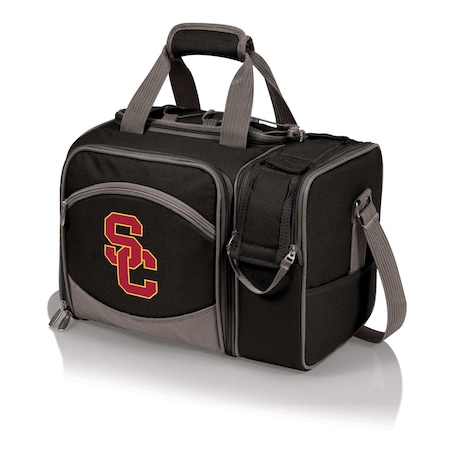 Picnic Time Family Of Brands NCAA USC Trojans Malibu Cooler Picnic BasketBlack with Gray Accents 508-23-175-094-0