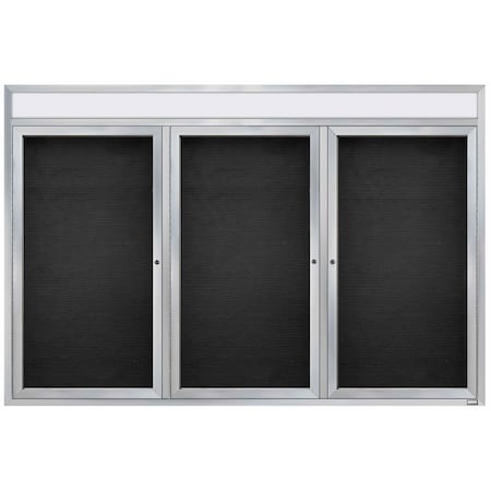 Aarco Enclosed Letter Board Directory w/ Clear Satin Anodized Al Frame and Header, 48''Hx72''W, 3 Doors ADC4872-3H