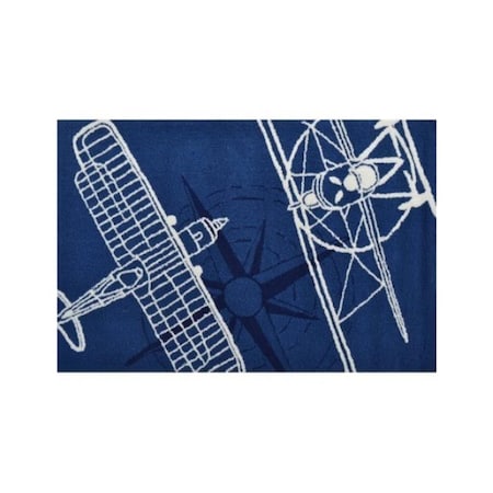 Blueprints Outline Plane Area Rug, 2.8 x 4.8 in., Navy BL492168