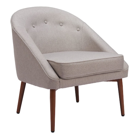 Homeroots 28" Gray And Brown Fabric And Upholstered Tufted Barrel Chair 556456
