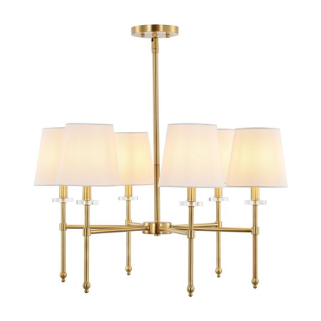 Jonathan Y Cillian 27" 6-Light Mid-Century Modern Iron LED Chandelier, Brass Gold JYL9918A