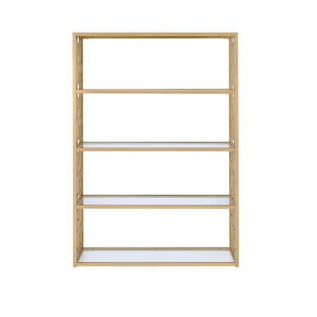 Homeroots 72" Gold Metal Four Tier Geometric Bookcase 286632