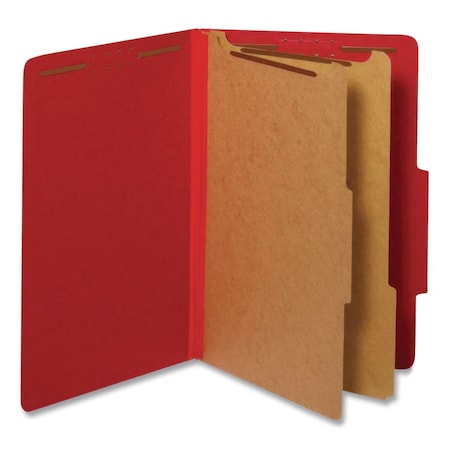 Pendaflex HD Pressboard Folder, 2/5-Cut Tab, Expands 2.5", 2 Divider, 6 Fastener, Legal, Bright Red, 10PK 29031P