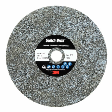 Scotch-Brite Deburr and Finish Pro Unitized Wheel, 9C Extra Coarse+, 6 in x 1/4 in x 5/8 in, 8PK DP-UW
