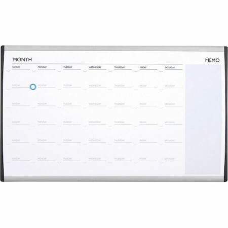 Quartet Calendar Planning Board, Steel, 18 in, 30 in, Aluminum/Plastic Frame, White, Gloss ARCCP3018