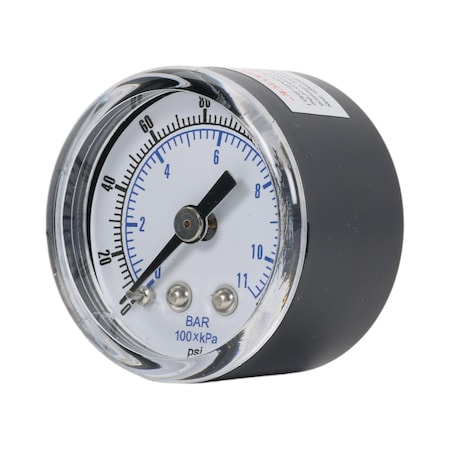 Zoro Select Pressure Gauge, 1/8 in NPT, Center Back Location SEP-102D-158F