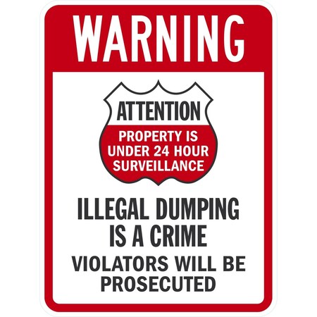 Lyle Warning Attention, Property is Under 24 Hour, 18x24, Non-Reflective, White G-10932-NA_18x24