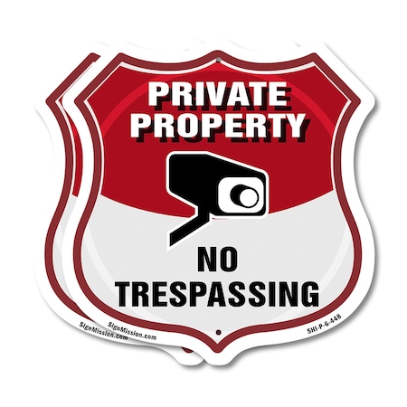 Signmission Private Property Shield Sign No Trespass, 6 inch X 6 inch, Plastic Sign, 2PK SHI-P-2PACK-6-448