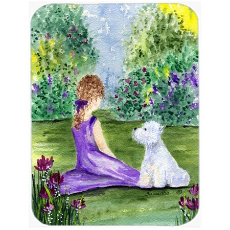 Carolines Treasures Westie Glass Cutting Board - Large- 15 H x 12 L in. SS8246LCB
