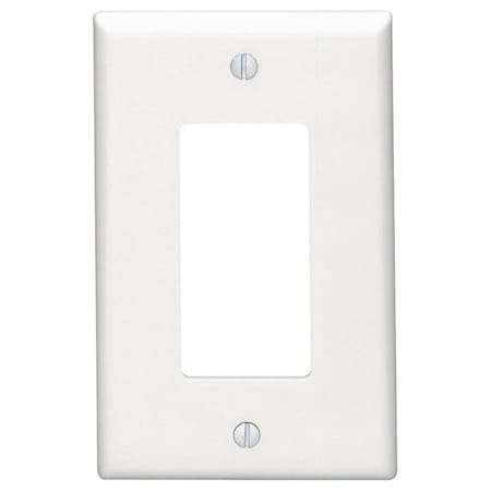 Decora Wallplate, 4.88 in L, 3.13 in W, 1 -Gang, Thermoset Plastic, White, Smooth 80601-W