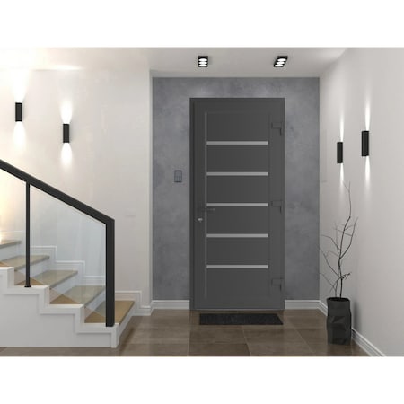 Vdomdoors Front Exterior Prehung Metal-Plastic Door, Manux 8415 Antracite Grey, Office Commercial and Residen MANUX8415EXD-ANT-W30xH80-LH